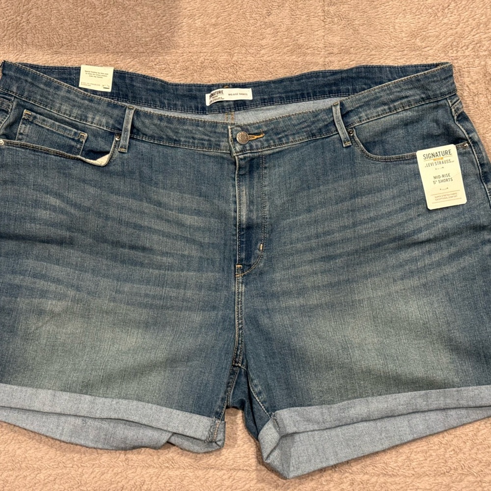 Signature by Levi Strauss Blue Rolled-Hem Jean Shorts
